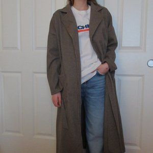 Boohoo Tonal Check Belted Wool Look Coat